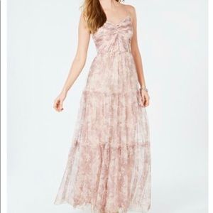 Adrianna Papell Printed Ruched Chiffon Gown